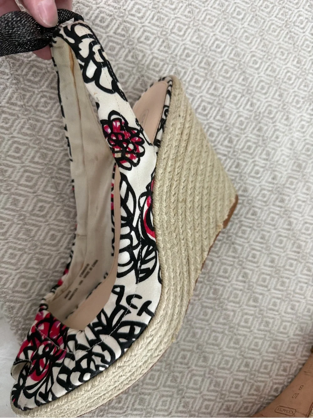 Vintage Coach Maritza Poppy Flower Espadrille Wedge Sandals - Size 10